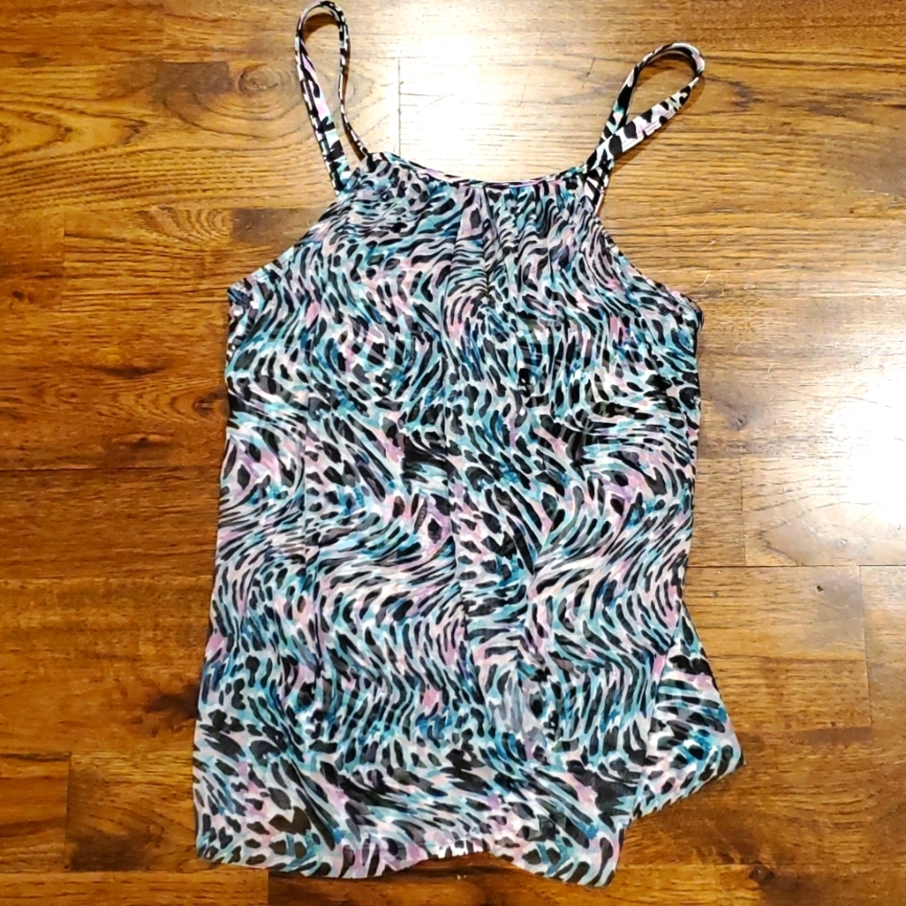 Womens Del Raya sheer lined halter tankini top size 10
